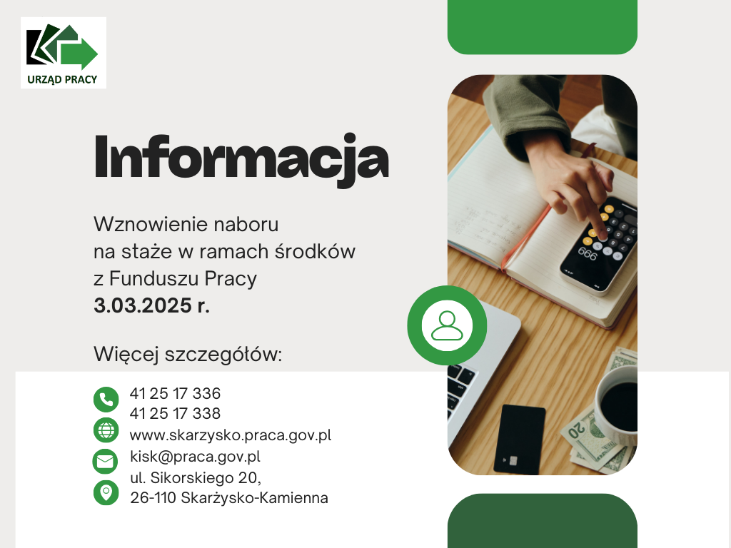 Zdjęcie artykułu Kolejny naborów wniosków o zawarcie umowy o zorganizowanie stażu w ramach Funduszu Pracy na rok 2025