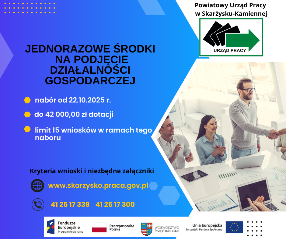 Zdjęcie artykułu Ostatni nabór wniosków na jednorazowe środki na podjęcie działalności gospodarczej z EFS+ w roku 2025.